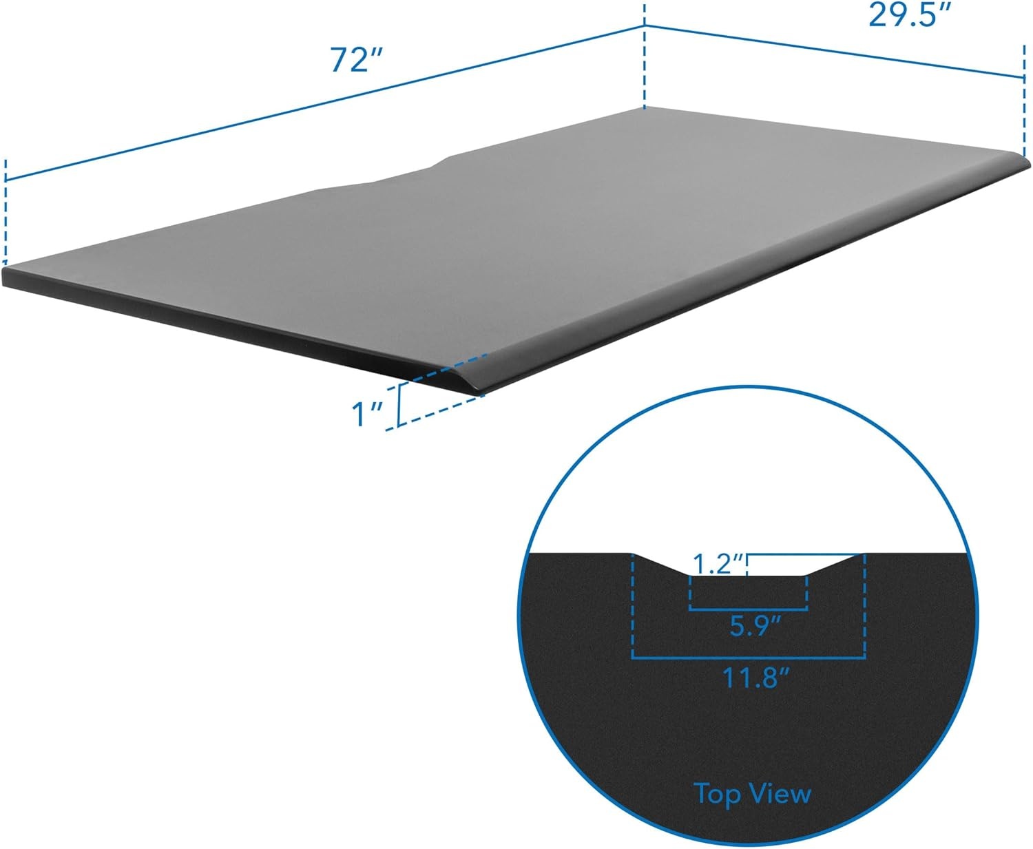 image:imageMountIt Premium Tabletop for Sit Stand Desktops 60 Wide 295 Deep 1 Thick Standing Desk Top Only with Beveled Front Edge and Cable Management CutOut Wood Table Top Slab in BlackBlack