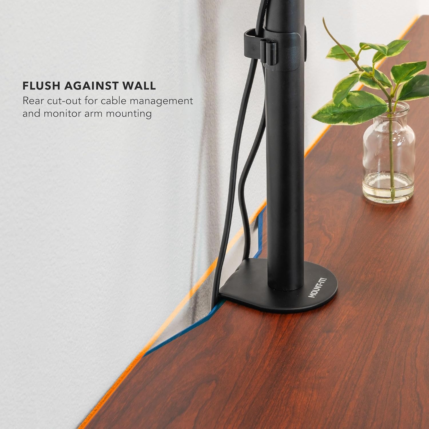 image:imageMountIt Premium Tabletop for Sit Stand Desktops 60 Wide 295 Deep 1 Thick Standing Desk Top Only with Beveled Front Edge and Cable Management CutOut Wood Table Top Slab in BlackHazelnut