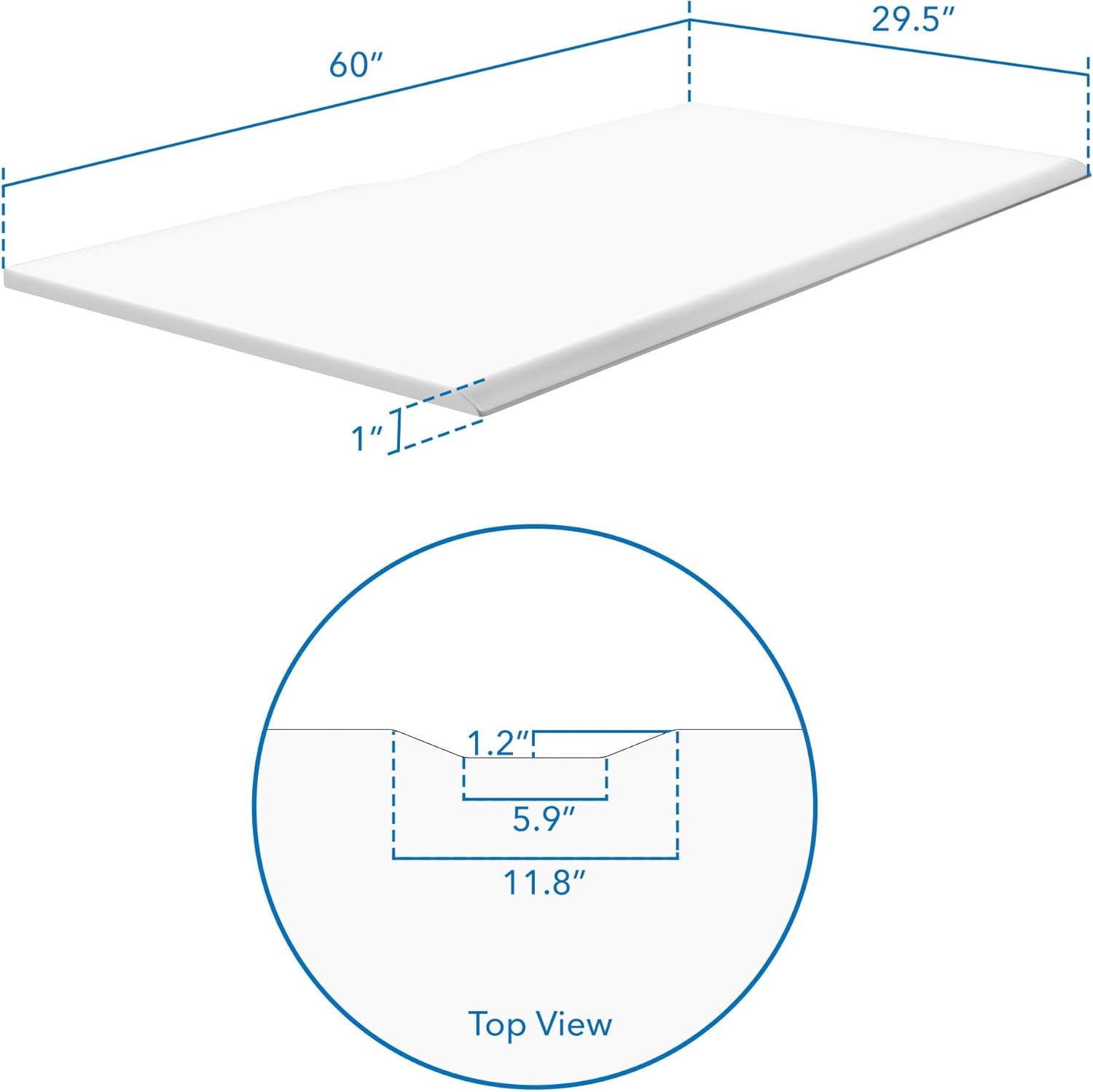image:imageMountIt Premium Tabletop for Sit Stand Desktops 60 Wide 295 Deep 1 Thick Standing Desk Top Only with Beveled Front Edge and Cable Management CutOut Wood Table Top Slab in BlackWhite
