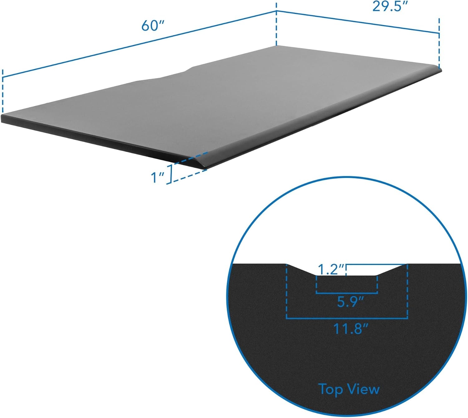 image:imageMountIt Premium Tabletop for Sit Stand Desktops 60 Wide 295 Deep 1 Thick Standing Desk Top Only with Beveled Front Edge and Cable Management CutOut Wood Table Top Slab in BlackBlack