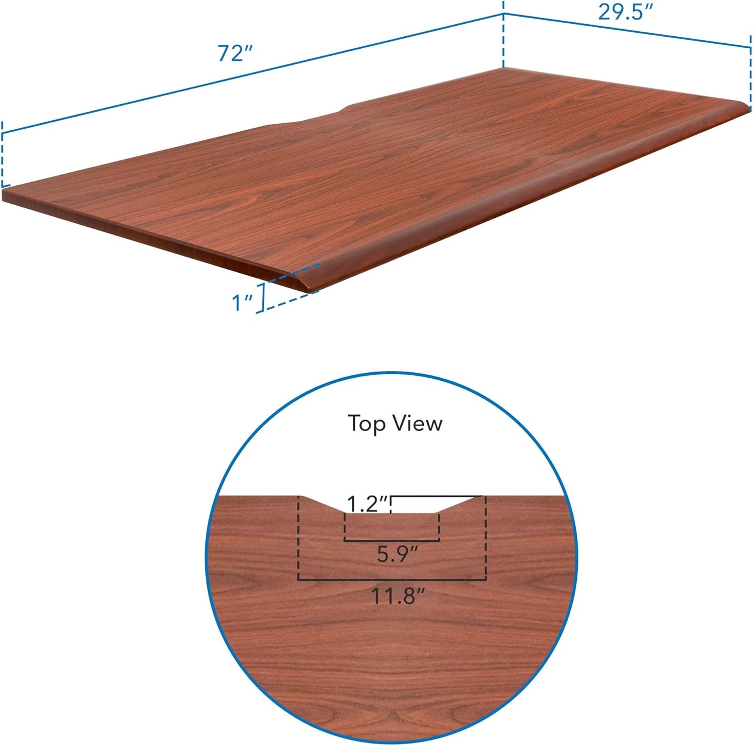 image:imageMountIt Premium Tabletop for Sit Stand Desktops 60 Wide 295 Deep 1 Thick Standing Desk Top Only with Beveled Front Edge and Cable Management CutOut Wood Table Top Slab in BlackHazelnut