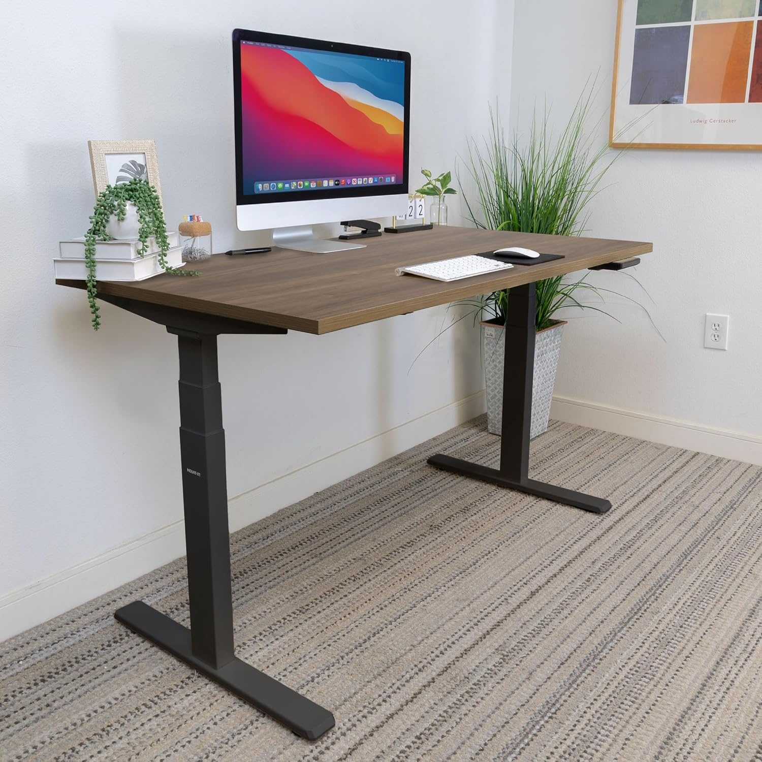 image:imageMountIt Premium Tabletop for Sit Stand Desktops 60 Wide 295 Deep 1 Thick Standing Desk Top Only with Beveled Front Edge and Cable Management CutOut Wood Table Top Slab in BlackBrown