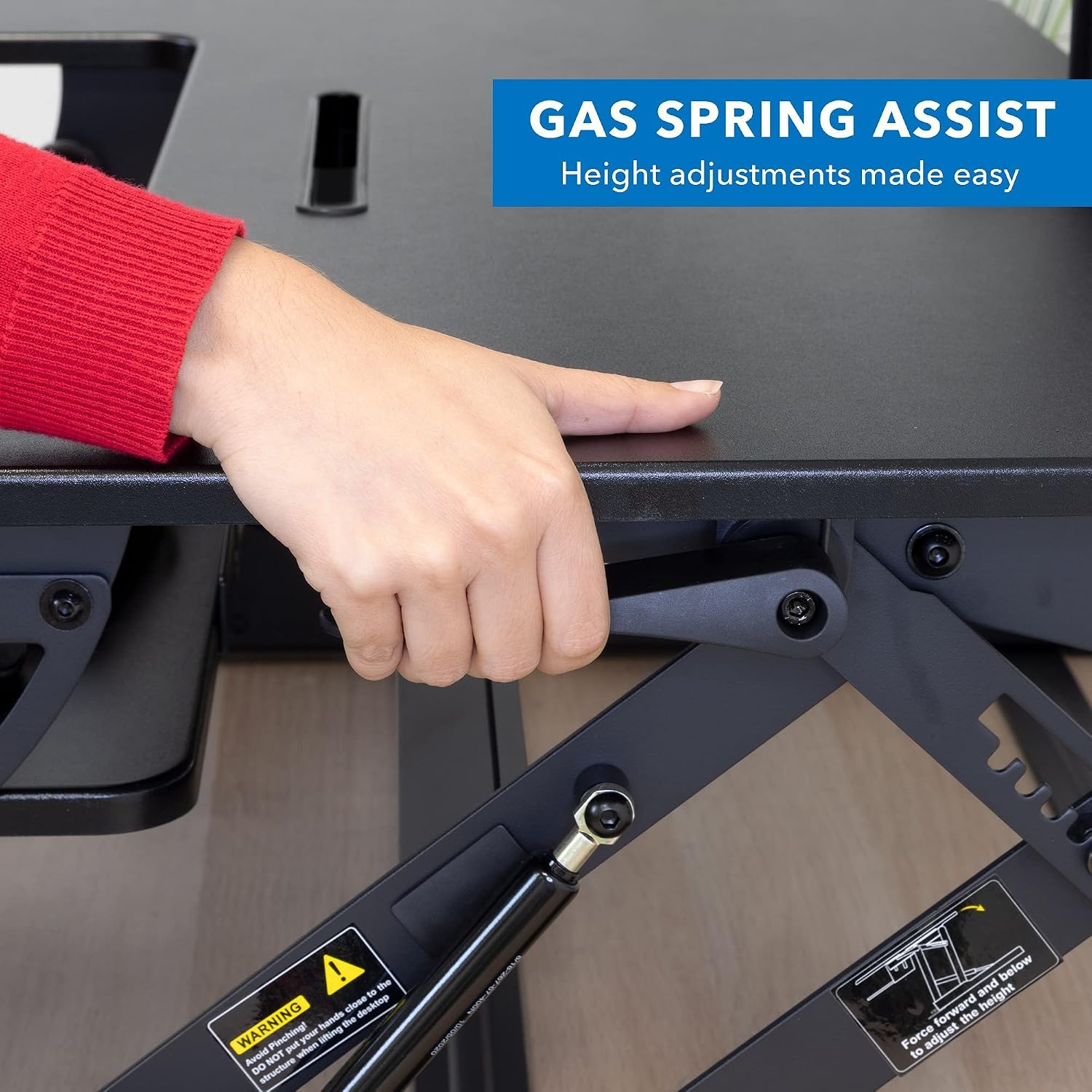 image:imageMountIt Standing Desk Converter Height Adjustable Stand Up Riser with Manual Lift 365 x 22 Desktop Stand up Convertor in Black Fits Dual Monitors Laptop and Keyboard Mouse Tray36 Width