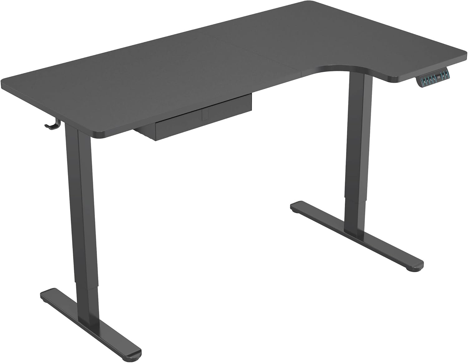 image:imageMountIt Standing Desk L Shape Electric Height Adjustable Sit Stand Corner Workstation with Reversible Desktop Steel Frame Black