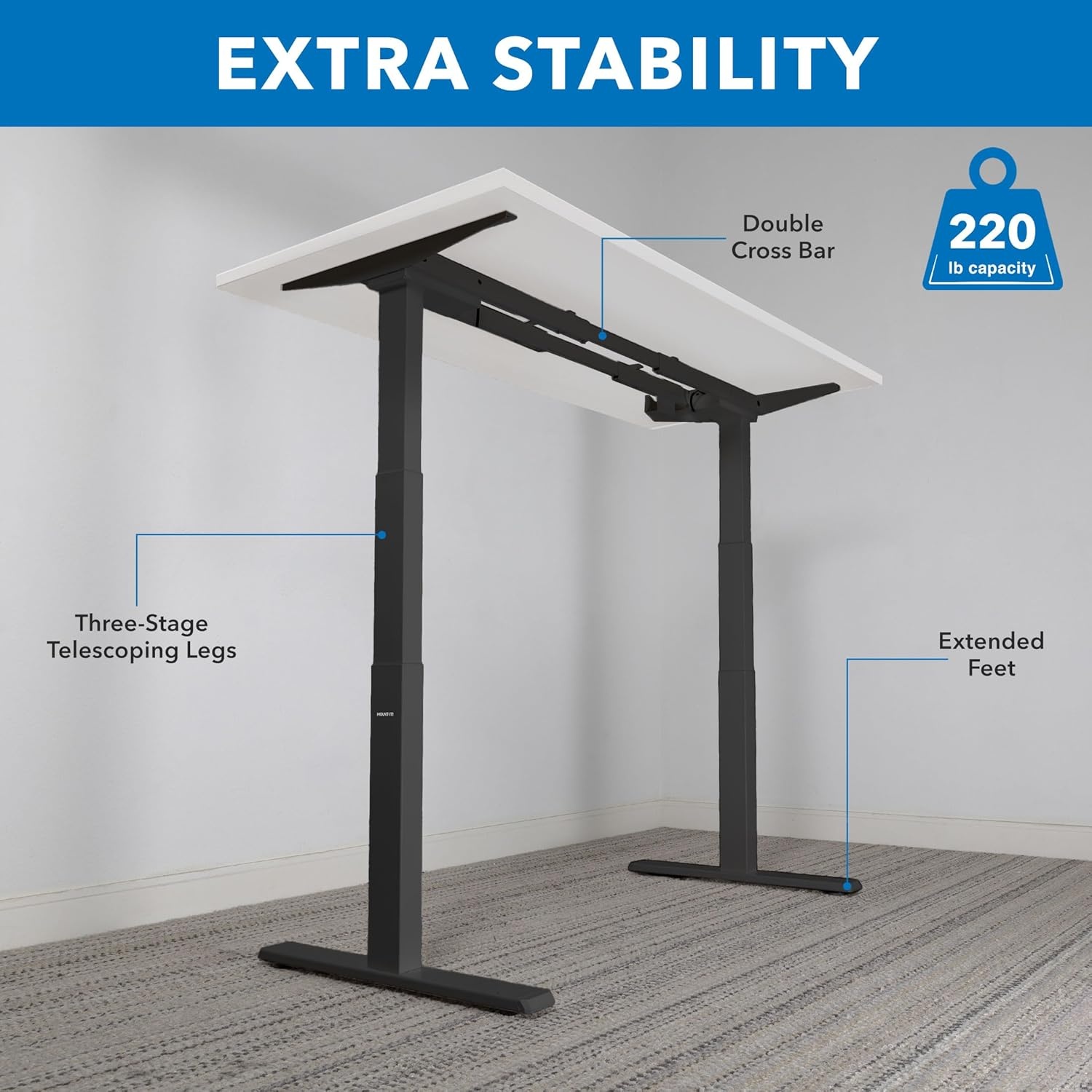 image:imageMountIt Ultimate Dual Motor Electric Standing Desk with 48 Tabletop Black Frame White Tabletop