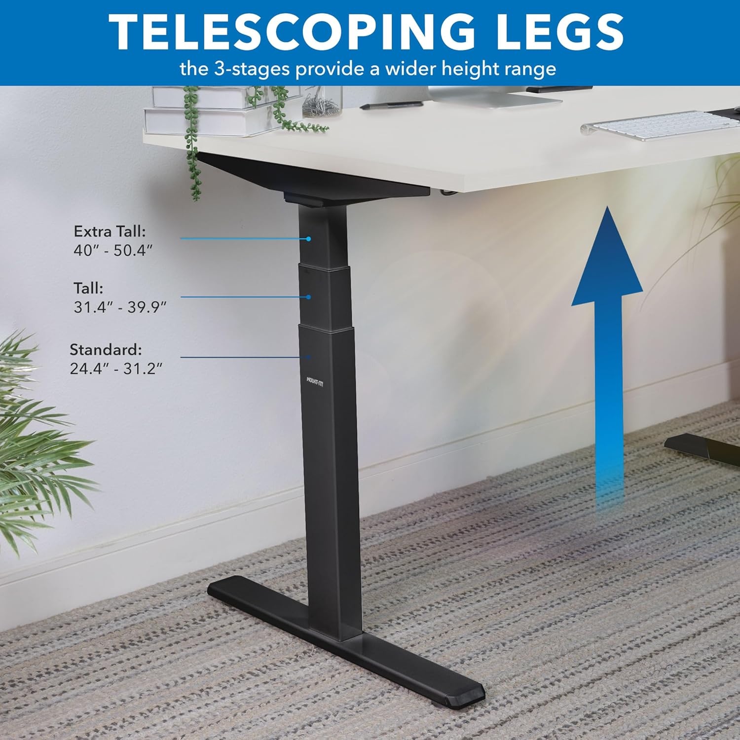 image:imageMountIt Ultimate Dual Motor Electric Standing Desk with 48 Tabletop Black Frame White Tabletop