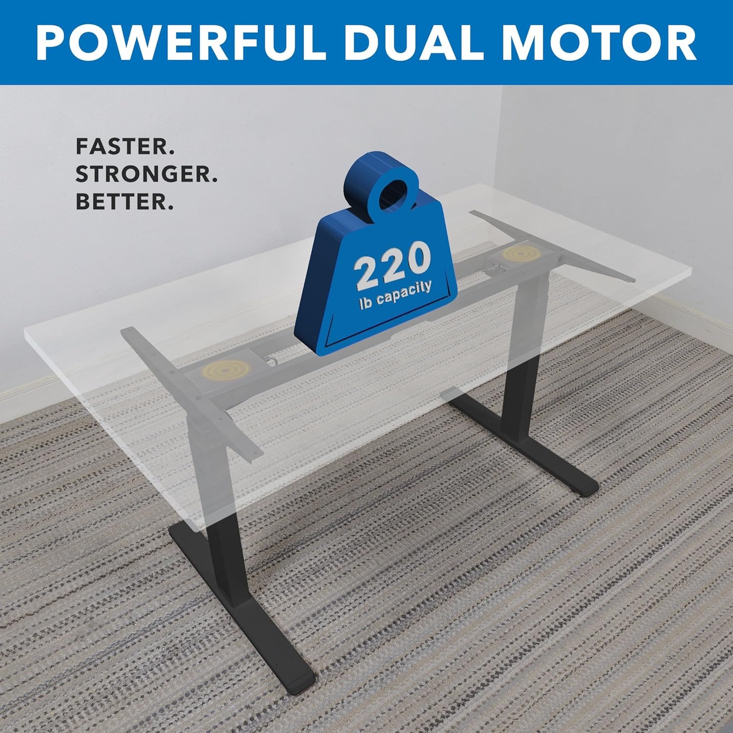 image:imageMountIt Ultimate Dual Motor Electric Standing Desk with 48 Tabletop Black Frame White Tabletop