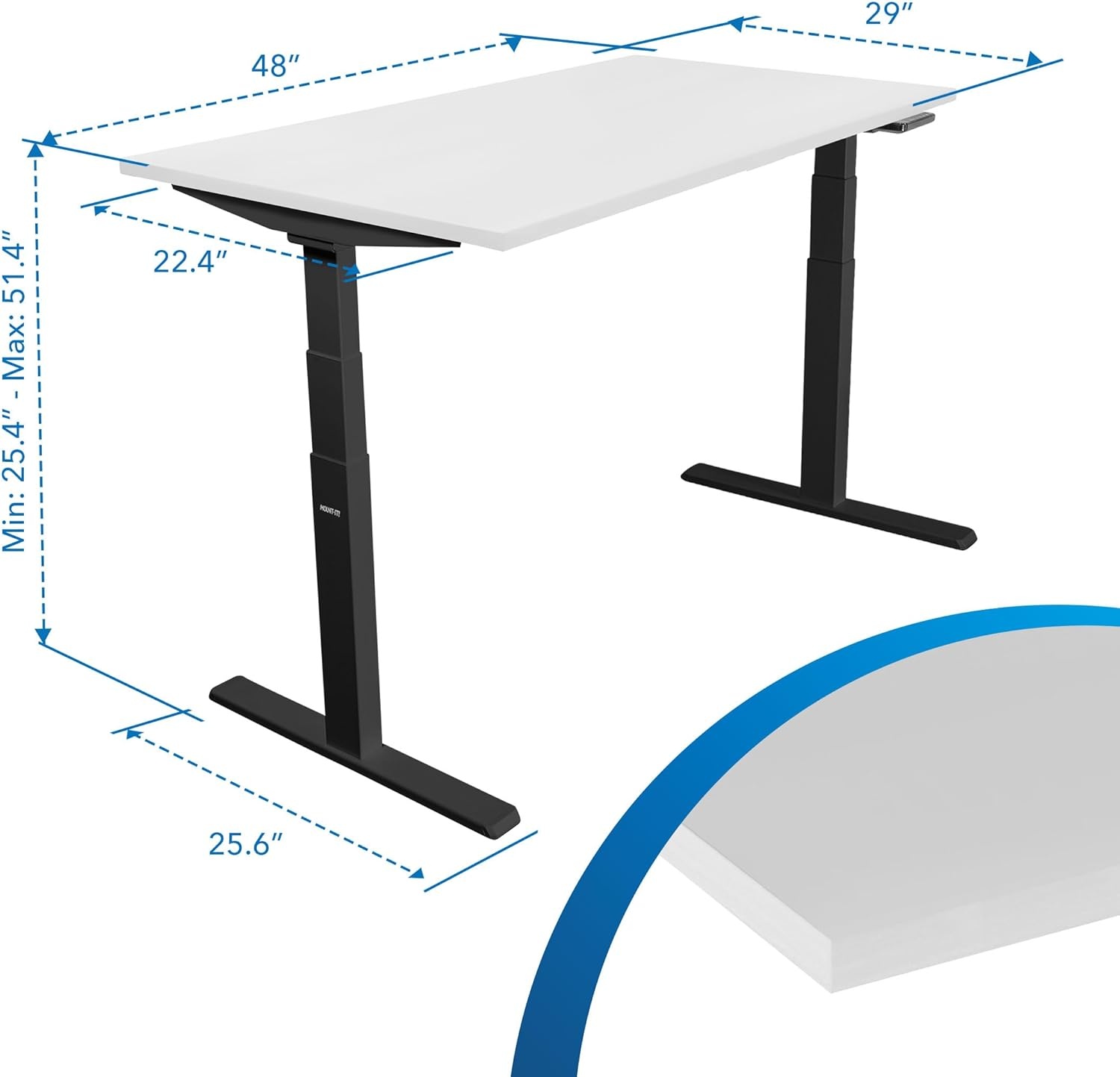 image:imageMountIt Ultimate Dual Motor Electric Standing Desk with 48 Tabletop Black Frame White Tabletop