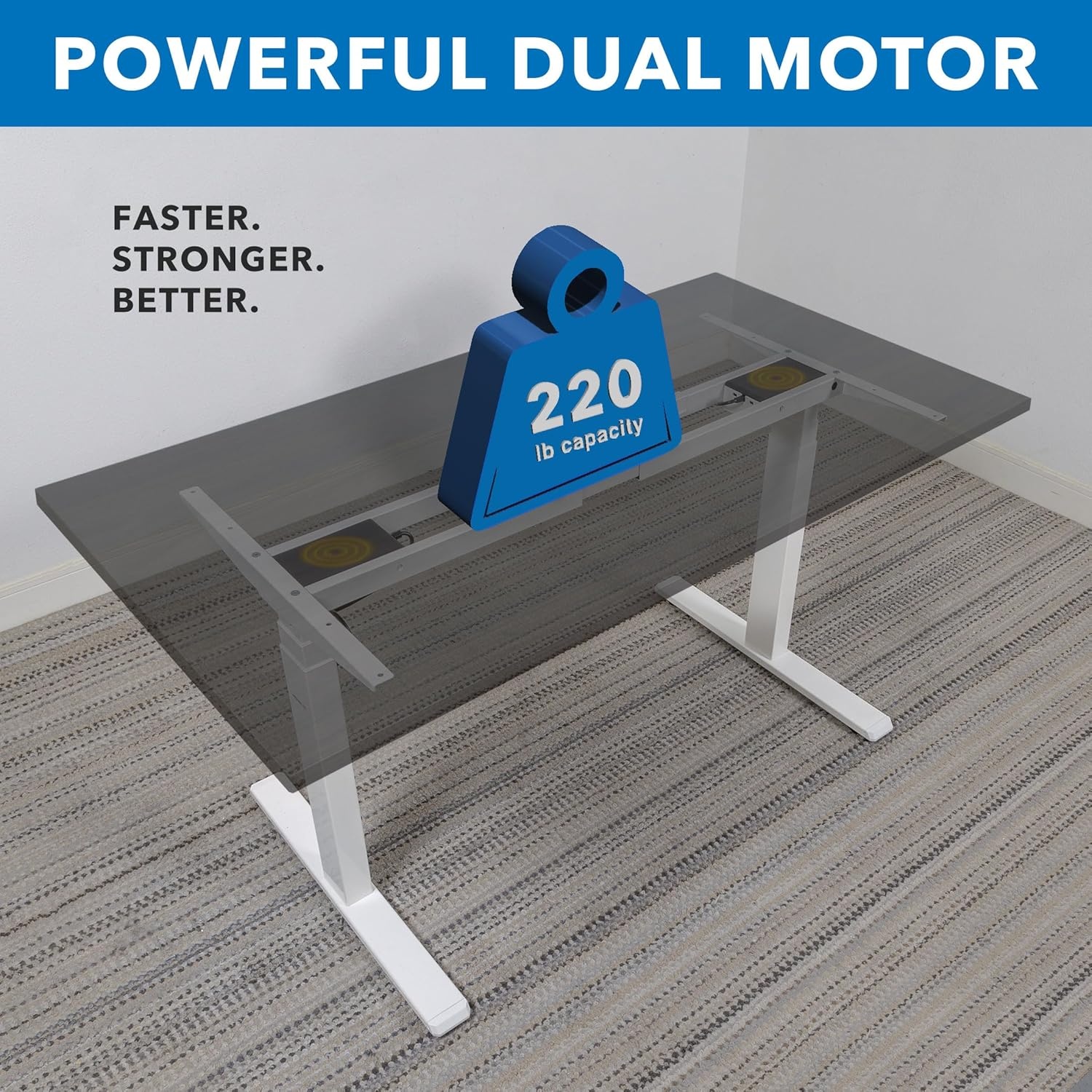 image:imageMountIt Ultimate Dual Motor Electric Standing Desk with 55 Black Tabletop White Base