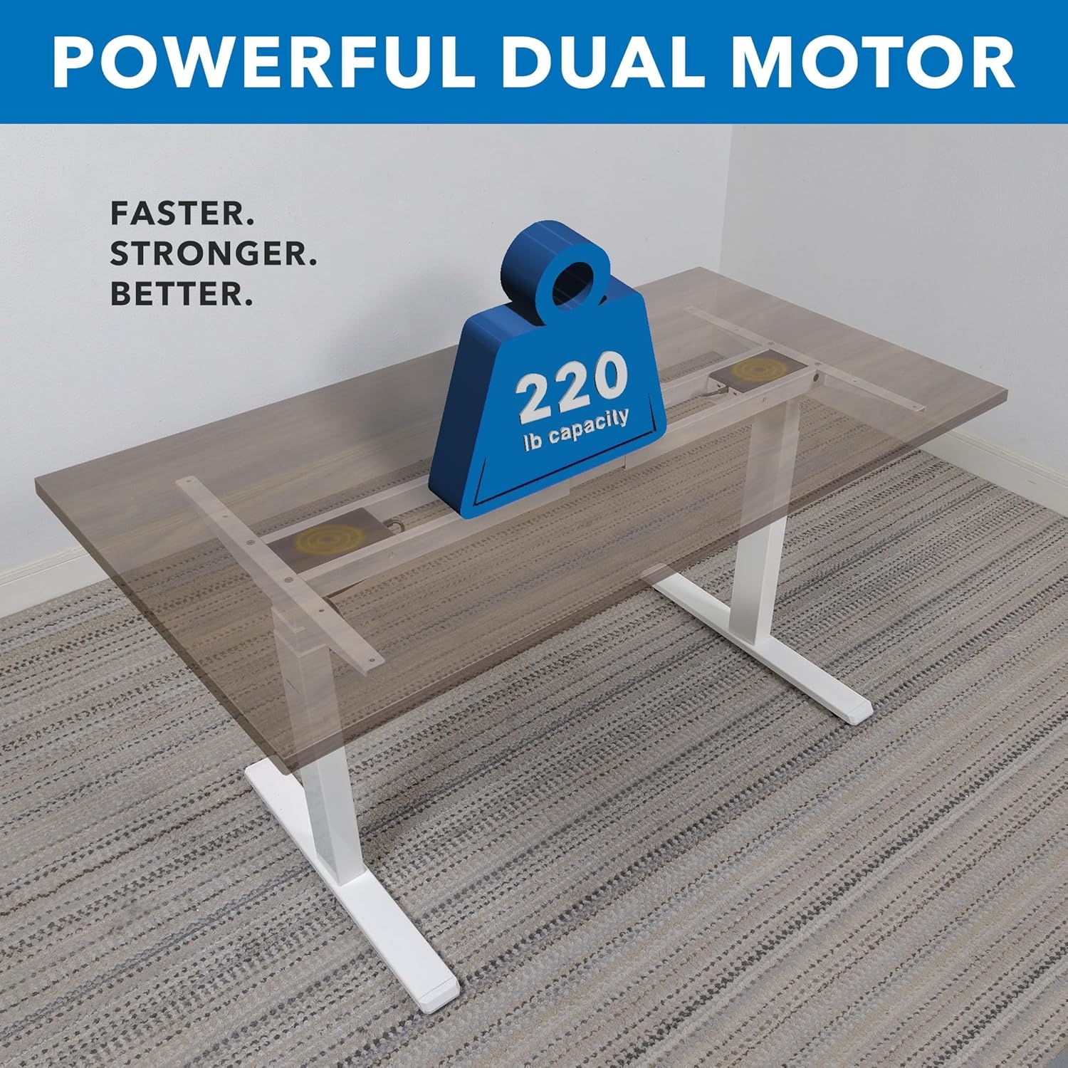 image:imageMountIt Ultimate Dual Motor Electric Standing Desk with 55 Brown Tabletop White Base