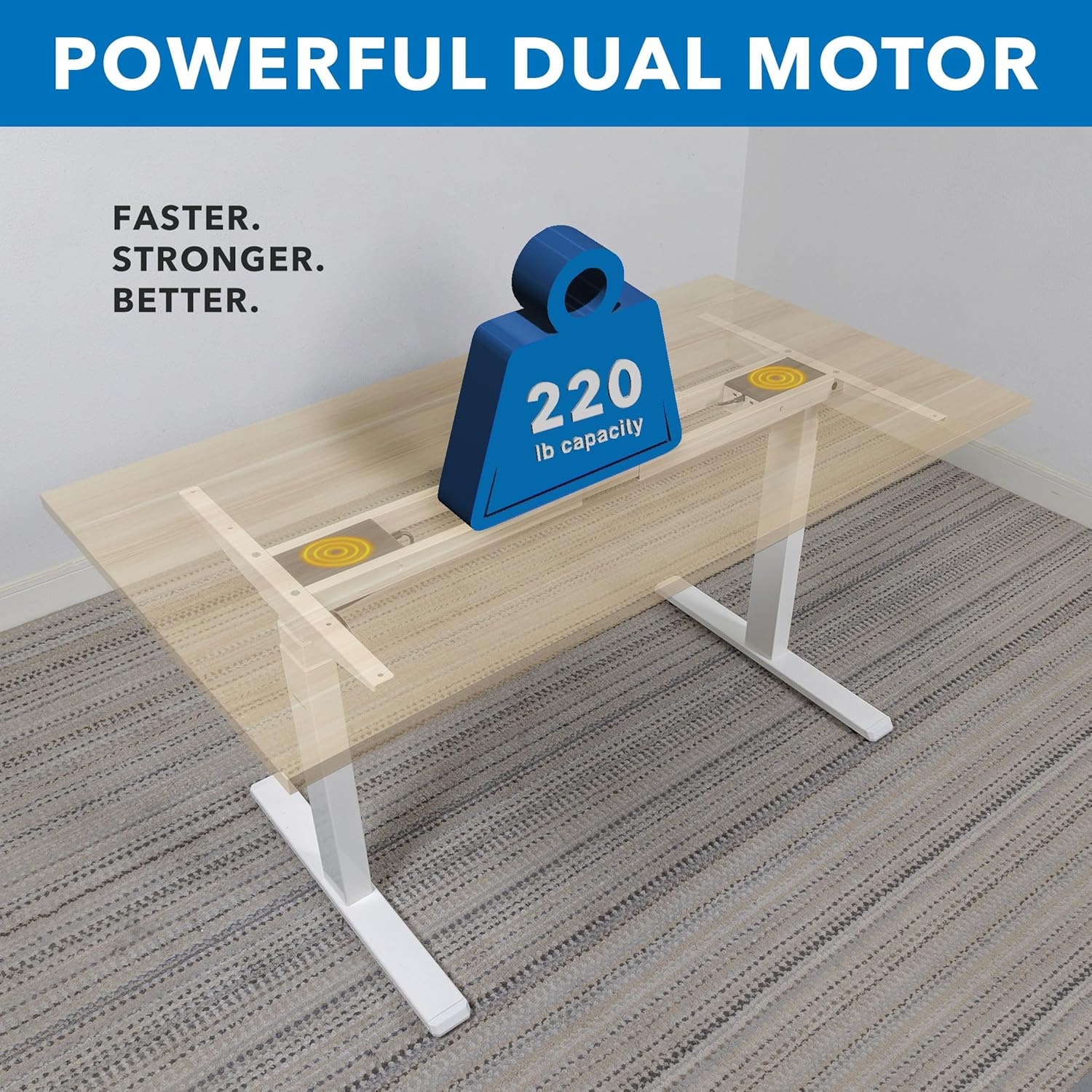image:imageMountIt Ultimate Dual Motor Electric Standing Desk with 55 Maple Tabletop White Base