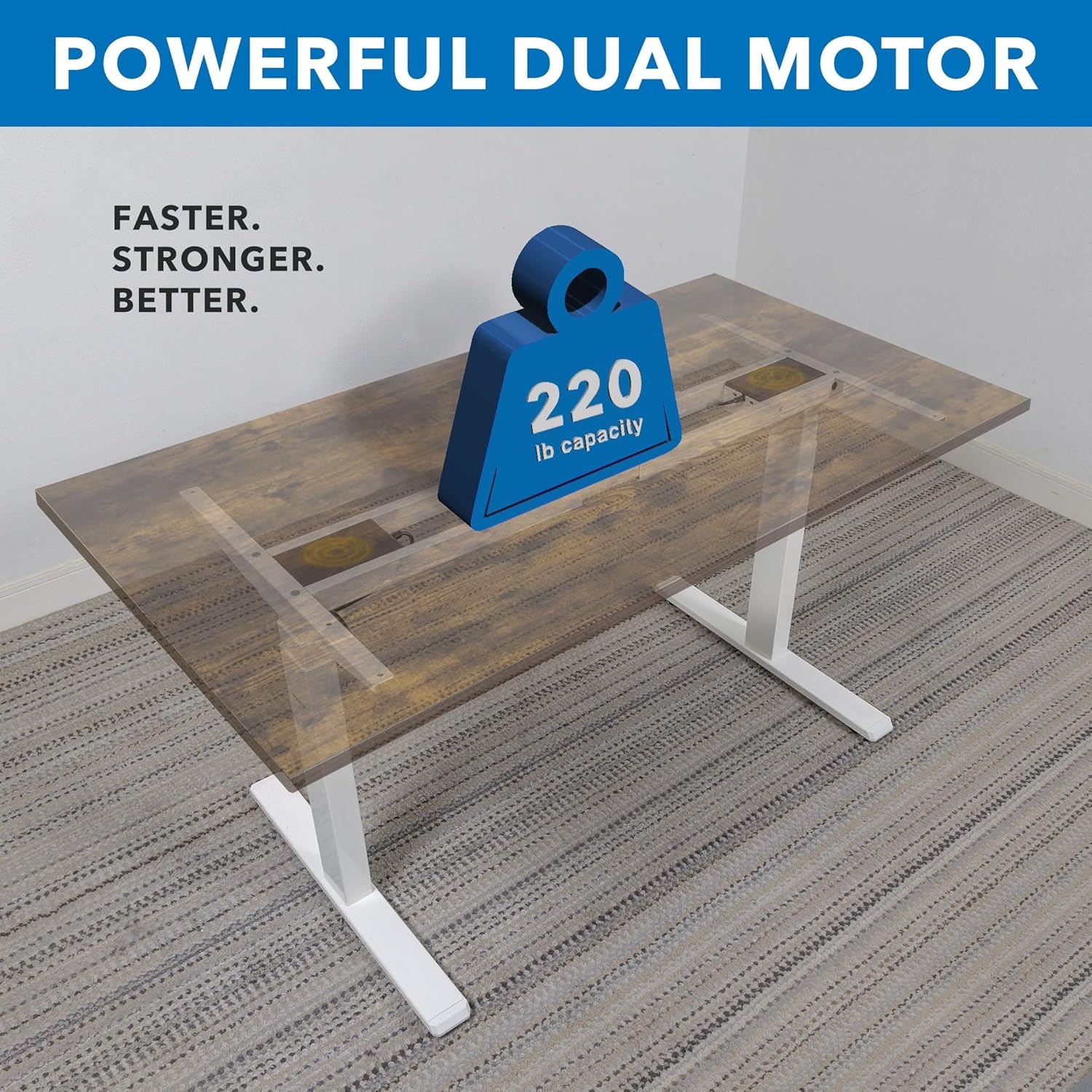 image:imageMountIt Ultimate Dual Motor Electric Standing Desk with 55 OakTabletop White Base