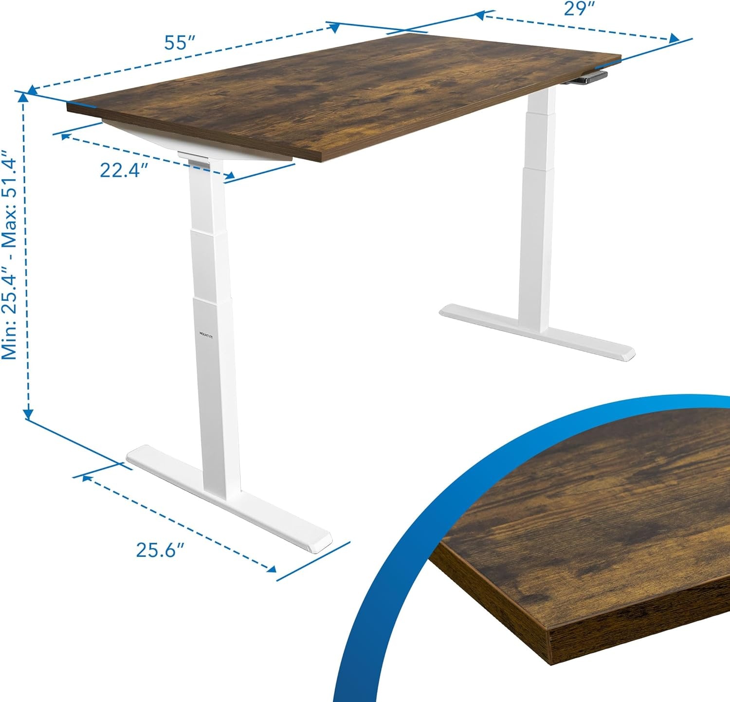 image:imageMountIt Ultimate Dual Motor Electric Standing Desk with 55 OakTabletop White Base