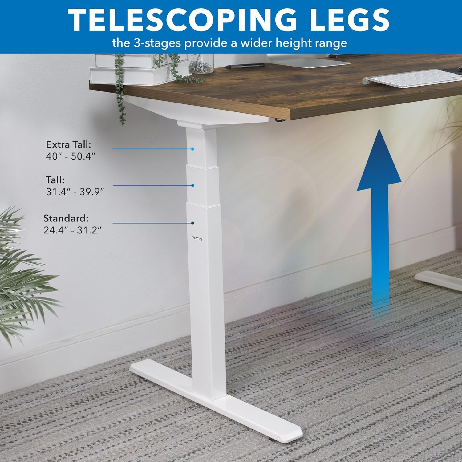 image:imageMountIt Ultimate Dual Motor Electric Standing Desk with 55 OakTabletop White Base