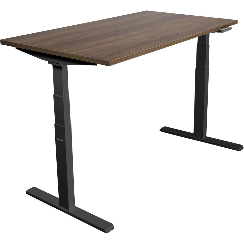 image:imageMountIt Dual Motor Electric Standing Desk with 55 Tabletop Black Base Brown Tabletop