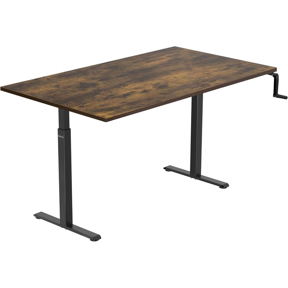 image:imageMountIt Hand Crank Standing Desk with 55 OnePiece Tabletop Crank Standing Desk for Home Office SitStand Workstation 132 lb Foldable Handle Black FrameOak