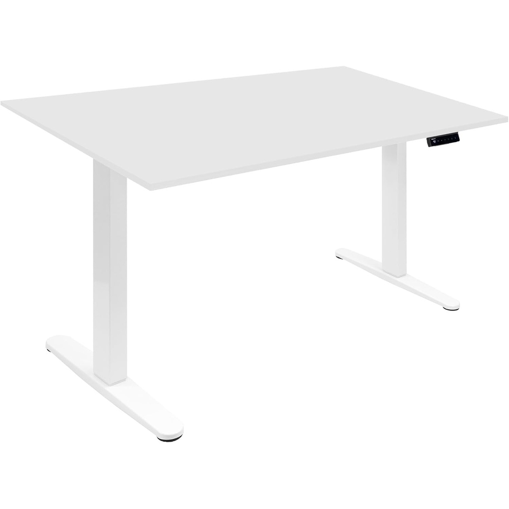 image:imageMountIt Motorized Sit Stand Adjustable Height Desk Frame with 48 Tabletop Ergonomic Single Motor Adjustable Standing Height Table Desktop Rising Up to 472 Memory Control White Black Leg DeskWhite