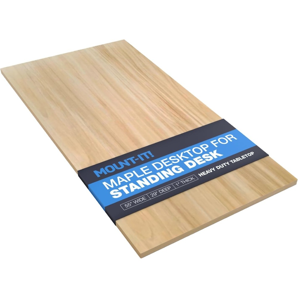 image:imageMountIt Premium Tabletop for Sit Stand Desktops 60 Wide 295 Deep 1 Thick Standing Desk Top Only with Beveled Front Edge and Cable Management CutOut Wood Table Top Slab in BlackMaple