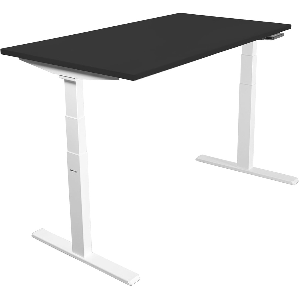 image:imageMountIt Ultimate Dual Motor Electric Standing Desk with 55 Black Tabletop White Base