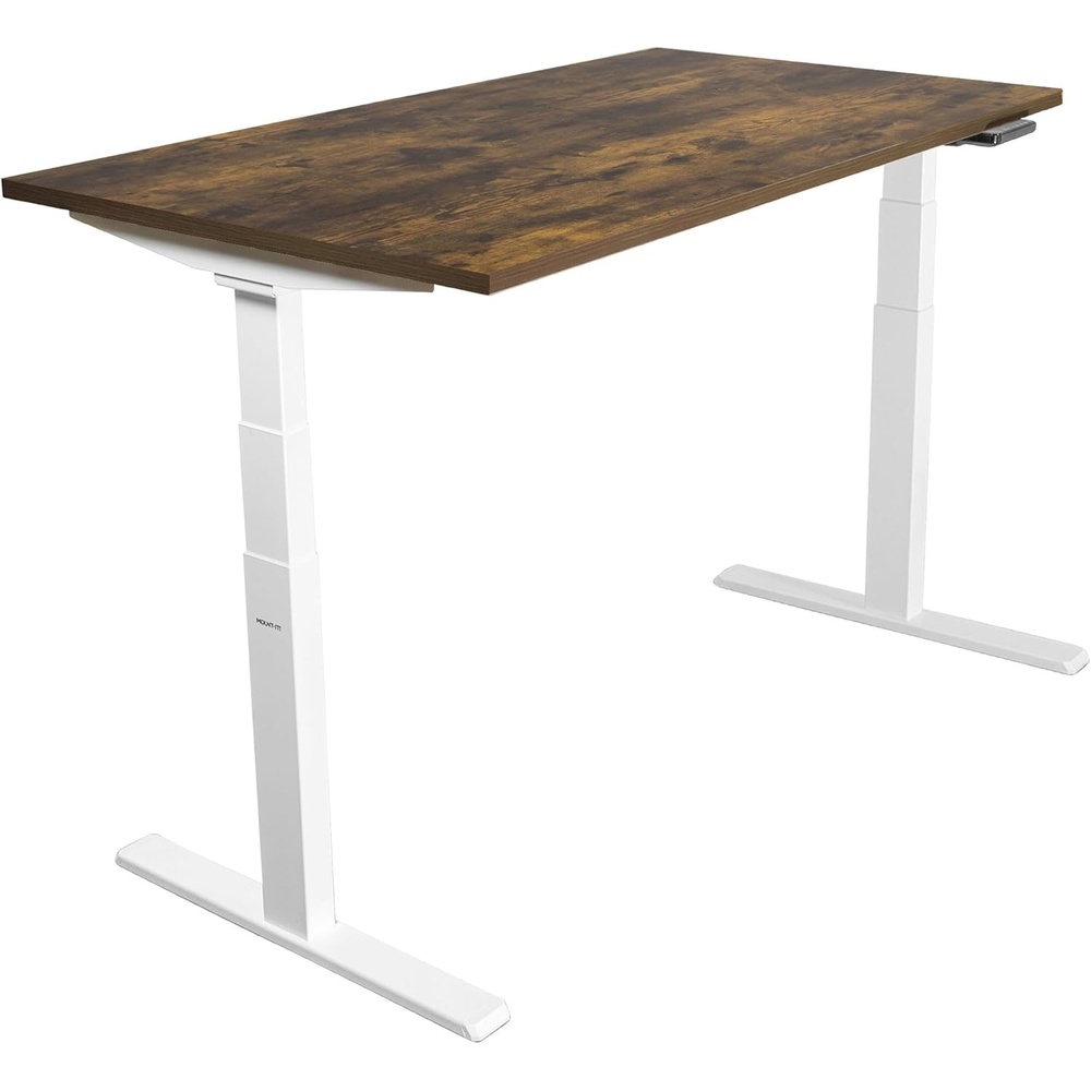 image:imageMountIt Ultimate Dual Motor Electric Standing Desk with 55 OakTabletop White Base