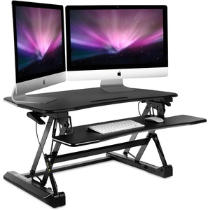 image:imageMountIt 355 Standing Desk Converter with Keyboard Tray  Adjustable Sit Stand Desk Riser for Dual Monitors  Dual Gas Spring Height Adjustable Desktop Workstation Topper  Black