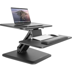 image:imageMountIt Compact Standing Desk Riser Height Adjustable Desktop Sit Stand Workstation with Gas Spring Tabletop Stand Up Desk with Keyboard Tray Black