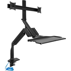 image:imageMountIt Dual Monitor Arm Desk Mount SitStand Workstation with 2 USB 30 Ports Height Adjustable 231429 Fits Two 1727 Screens 132 lbs Each VESA 75x75 100x100 Clamp or Grommet
