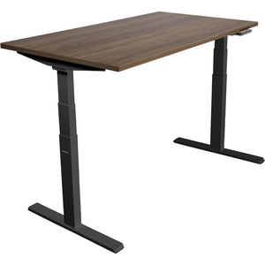 image:imageMountIt Dual Motor Electric Standing Desk with 55 Tabletop  Black Base Brown Tabletop
