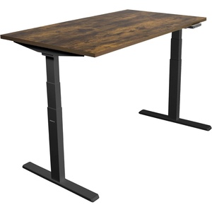 image:imageMountIt Dual Motor Electric Standing Desk with 55 Tabletop  Black Base Oak Tabletop