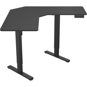 image:imageMountIt Electric LShaped Standing Desk Dual Motor Height Adjustable Corner SitStand Workstation for Small Spaces Digital LED Control Panel with 3 Memory Presets 176 lb Capacity Black