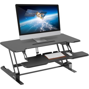 image:imageMountIt Electric Standing Desk Converter with 38 Tabletop Height Adjustable Sit Stand Desk Riser Motorized Desk Riser with Keyboard Tray and Device Slot Fits Monitor amp Laptop BlackBlack