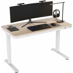 image:imageMountIt Electric Standing Desk with Drawer Adjustable Height SitStand Home Office Desk with Storage White with Maple Top 46 Tall 472 Wide x 283 Deep