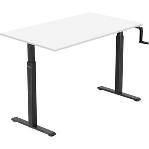 image:imageMountIt Hand Crank Standing Desk with 48 x 29 Tabletop  Manual SitStand Desk 297486 Height Range OnePiece Seamless Desktop 132 lb Capacity Foldable Crank Home Office Black Frame