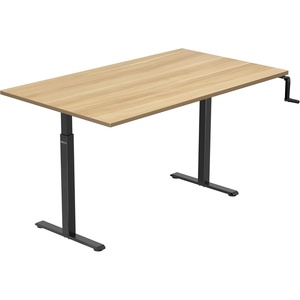 image:imageMountIt Hand Crank Standing Desk with 55 OnePiece Tabletop  Crank Standing Desk for Home Office SitStand Workstation 132 lb Foldable Handle Black FrameMaple