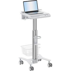 image:imageMountIt Height Adjustable Medical Laptop Cart Mobile Rolling Workstation with Secure Laptop Holder Cable Management and Storage Hooks  Ergonomic SittoStand Cart for Clinics and Hospitals