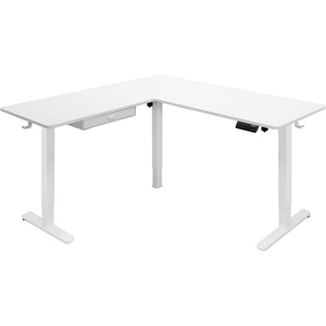 image:imageMountIt L Shaped Standing Desk  Extra Large 75 x 63 Electric Corner Standing Desk Height Adjustable from 283 to 465 3 Memory Settings White Solid Steel Frame Black TabletopWhite Frame  White Top