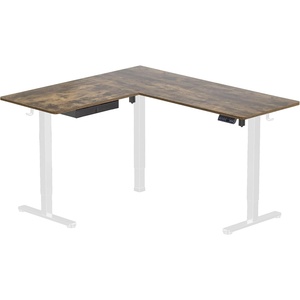 image:imageMountIt L Shaped Standing Desk  Extra Large 75 x 63 Electric Corner Standing Desk Height Adjustable from 283 to 465 3 Memory Settings White Solid Steel Frame Black TabletopWhite Frame  Rustic Top