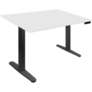 image:imageMountIt Motorized Sit Stand Adjustable Height Desk Frame with 48 Tabletop  Ergonomic Single Motor Adjustable Standing Height Table Desktop Rising Up to 472 Memory Control White Black Leg DeskBlack