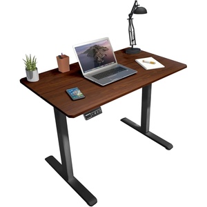 image:imageMountIt Motorized Standing Desk 40x24  Height Adjustable Sit to Stand Desk for Home Office Compact Ergonomic Workstation with Memory Presets Black Frame with Hazelnut Woodgrain TopHazelnut
