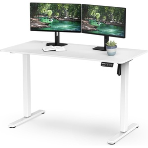 image:imageMountIt Motorized Standing Desk 40x24  Height Adjustable Sit to Stand Desk for Home Office Compact Ergonomic Workstation with Memory Presets Black Frame with Hazelnut Woodgrain TopWhite