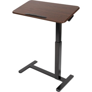 image:imageMountIt Rolling Bedside Table Overbed Tray Table on Wheels for Hospital or Home Meals in Bed Adjustable Height Tilting Swivel Standing Laptop Desk 31x15 with Wheels Walnut Color 27 to 41 High
