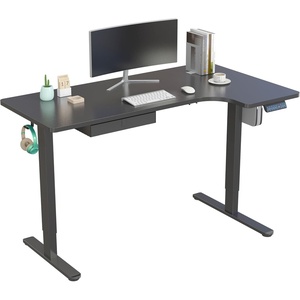 image:imageMountIt Standing Desk L Shape Electric Height Adjustable Sit Stand Corner Workstation with Reversible Desktop Steel Frame Black