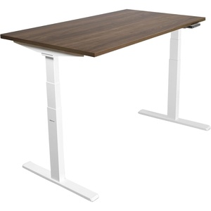 image:imageMountIt Ultimate Dual Motor Electric Standing Desk with 55 Brown Tabletop  White Base