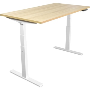 image:imageMountIt Ultimate Dual Motor Electric Standing Desk with 55 Maple Tabletop  White Base