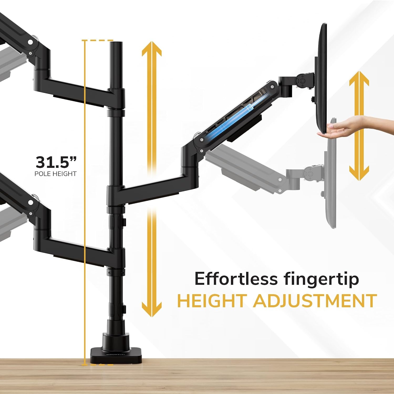 image:imageMountIt HeavyDuty 21 Triple Monitor Mount Stacked Ultrawide Desk Monitor Arm for One 49 Screen Two 35 Monitors 44 lb Gas Spring Arms Clamp amp Grommet Mount