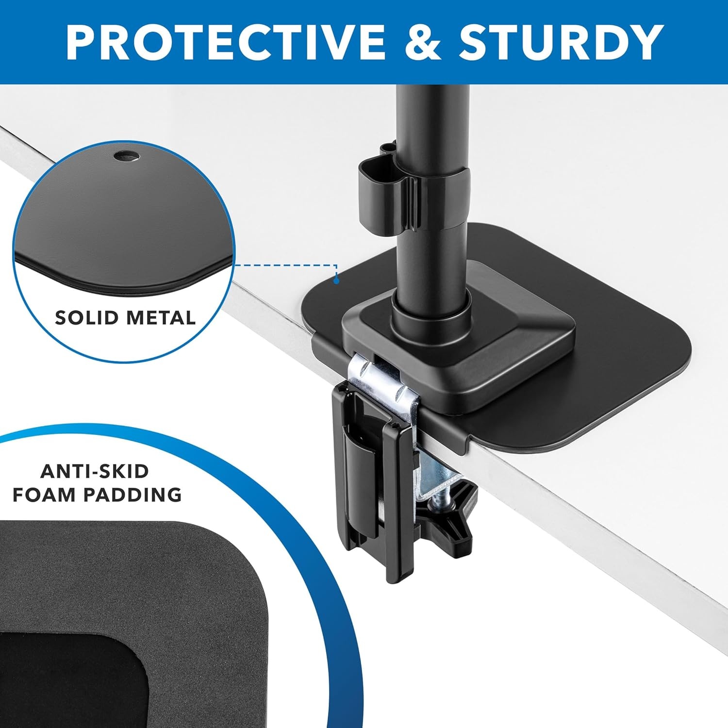 image:imageMountIt Monitor Mount Reinforcement Plate Steel Desk Protector for Glass and Thin Tabletops Compatible with CClamp and Grommet Mounts AntiSkid EVA Pads Supports MultiMonitor Setups