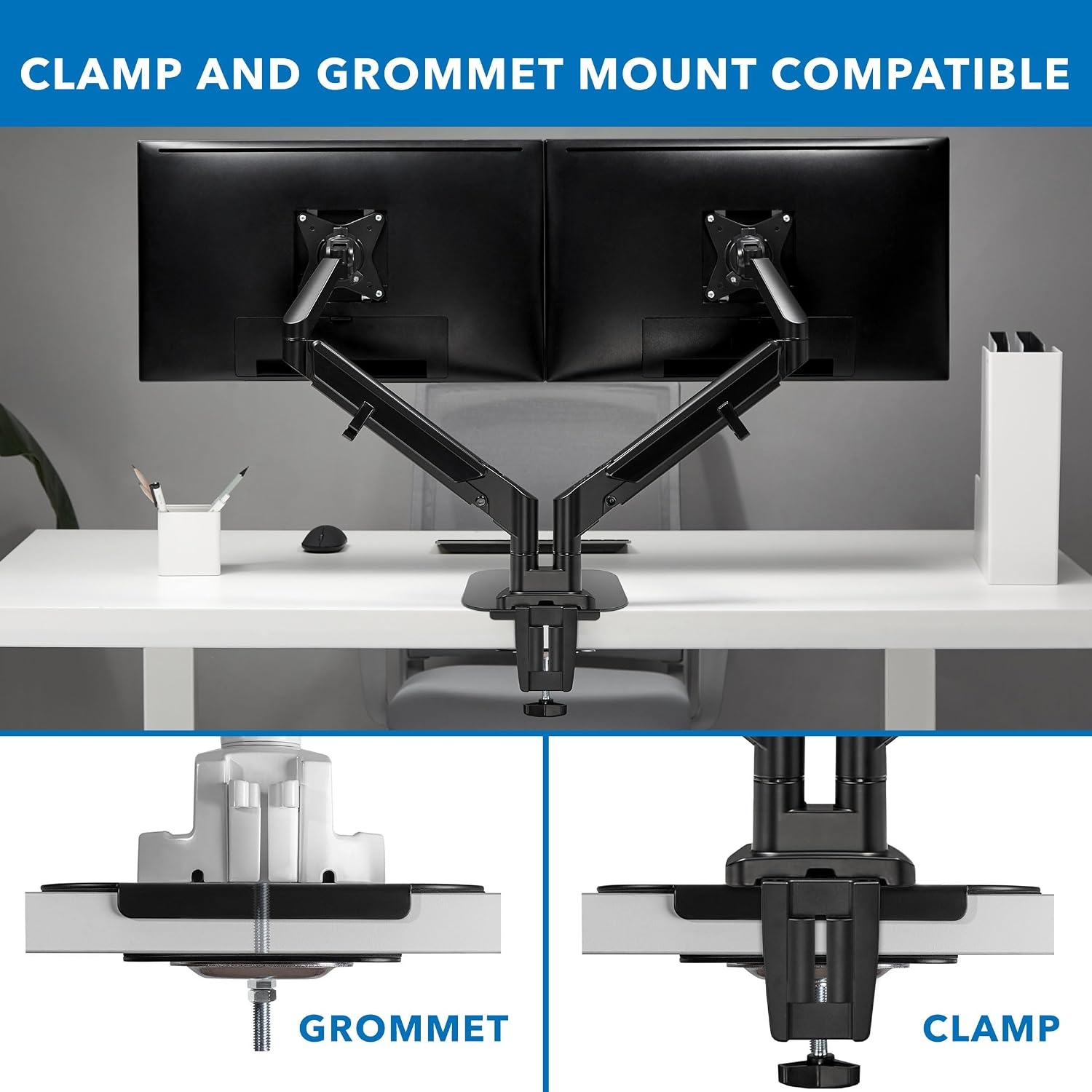 image:imageMountIt Monitor Mount Reinforcement Plate Steel Desk Protector for Glass and Thin Tabletops Compatible with CClamp and Grommet Mounts AntiSkid EVA Pads Supports MultiMonitor Setups