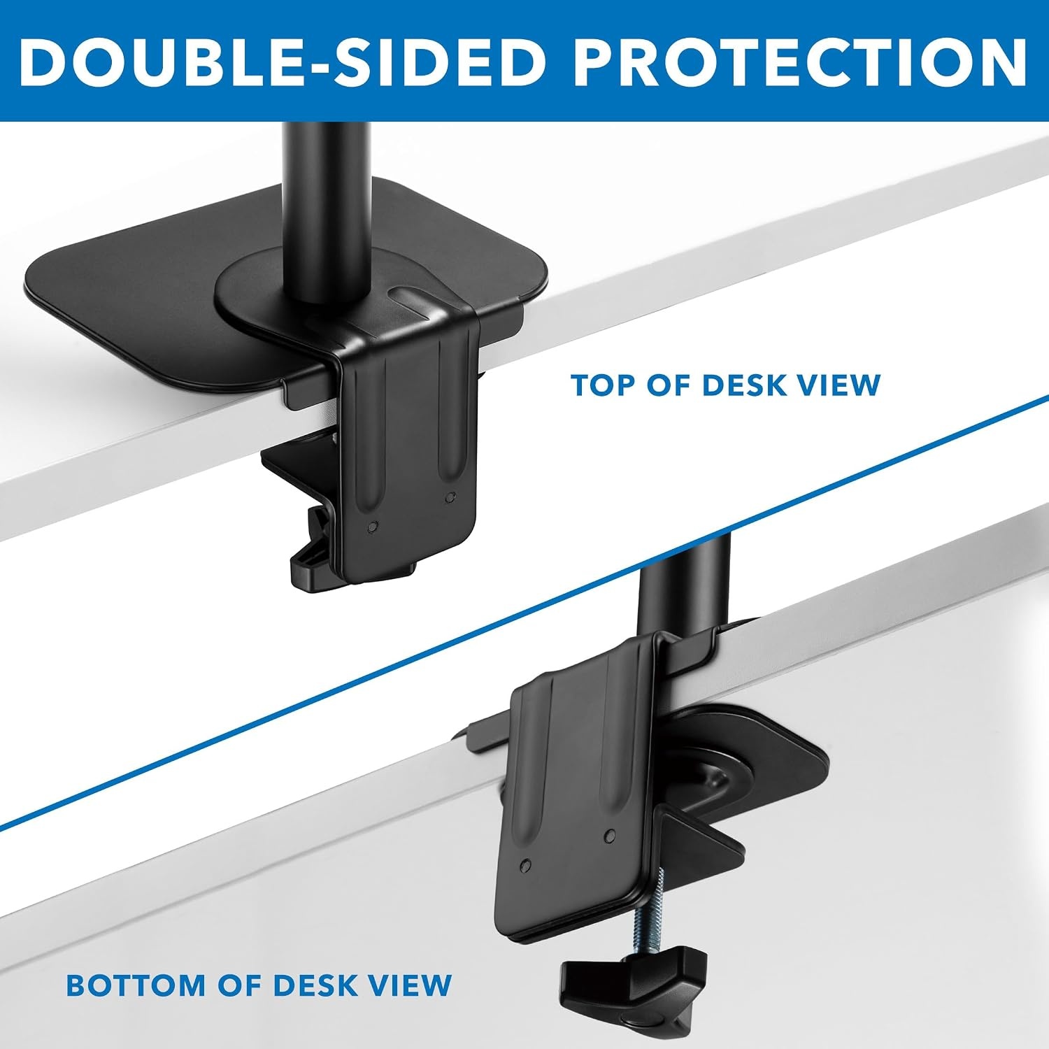 image:imageMountIt Monitor Mount Reinforcement Plate Steel Desk Protector for Glass and Thin Tabletops Compatible with CClamp and Grommet Mounts AntiSkid EVA Pads Supports MultiMonitor Setups