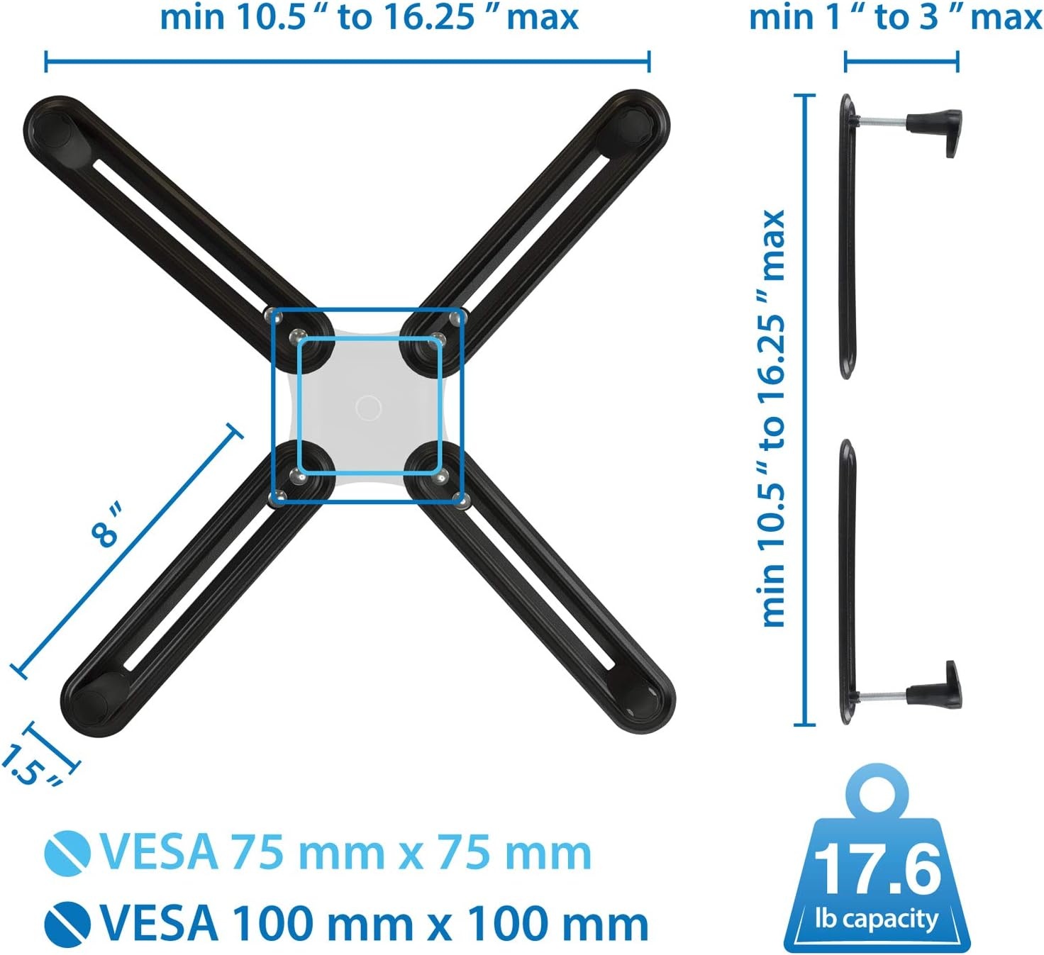 image:imageMountIt NonVESA Monitor Mount Adapter Kit Universal VESA Mount Adapter for 1327 Inch LCD LED Screens Converts to 75x75 amp 100x100 Heavy Duty Steel Bracket for Desk