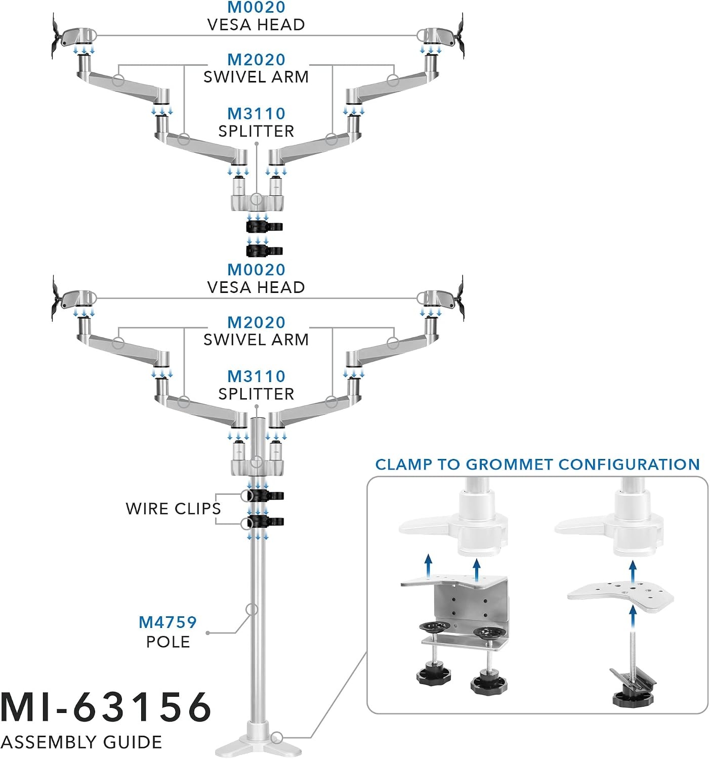 image:imageMountIt Quad Monitor Desk Mount with Full Motion Arms Modular Four Arm Monitor Stand with Quick Disconnect Technology